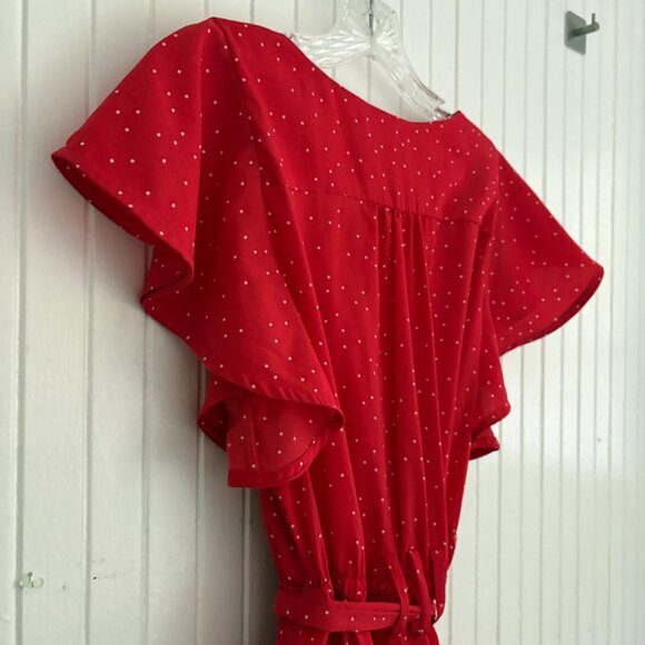 Anthropologie Polka Dot Flutter Sleeve Wrap Dress - Picture 7 of 13